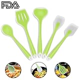 5 Piece Silicone Kitchen Utensil Set, Sunvook Non-Stick & Heat Resistant Cooking Utensil Kitchen Tools-Green