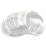SODIAL(R) 100Loops Silver Plated Memory Beading Wire for Bracelet 50mm-55mm(2