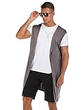RAGEMALL Mens Sleeveless Long Cardigan Open Front