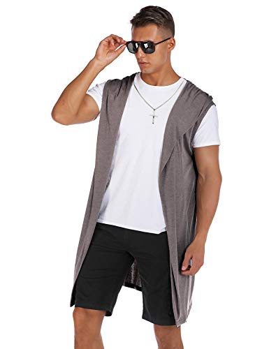 RAGEMALL Mens Sleeveless Long Cardigan Open Front