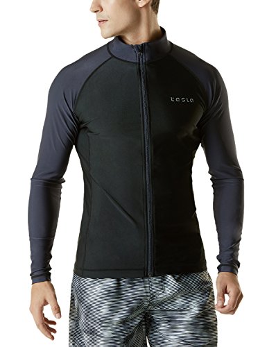 Tsla Men S Upf 50 Zip Front Long Sleeve Top Rashguard Swimsuit Msz03 Msz13 Buy Online In Cyprus At Desertcart