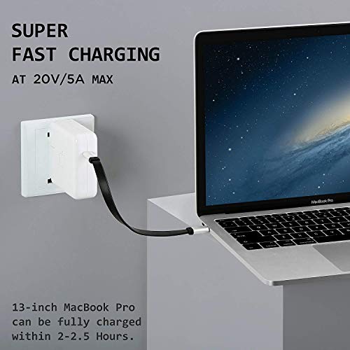 USB C to USB C Cable 3.1 Gen 2 10Gbps 100W 4K Video Data Transfer Charging Cable for MacBook Pro ThinkPad Yoga Samsung Galaxy Note 8 S8 S9 T5 LaCie SSD - 22cm
