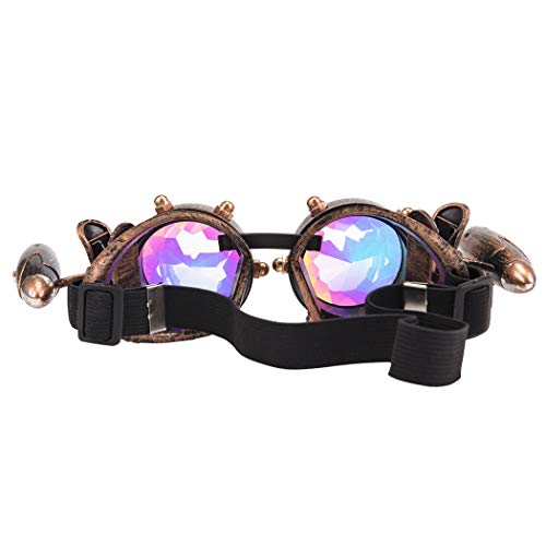 Vintage Rave Steampunk Glasses Kaleidoscope Festivals Goggles for Cosplay Party