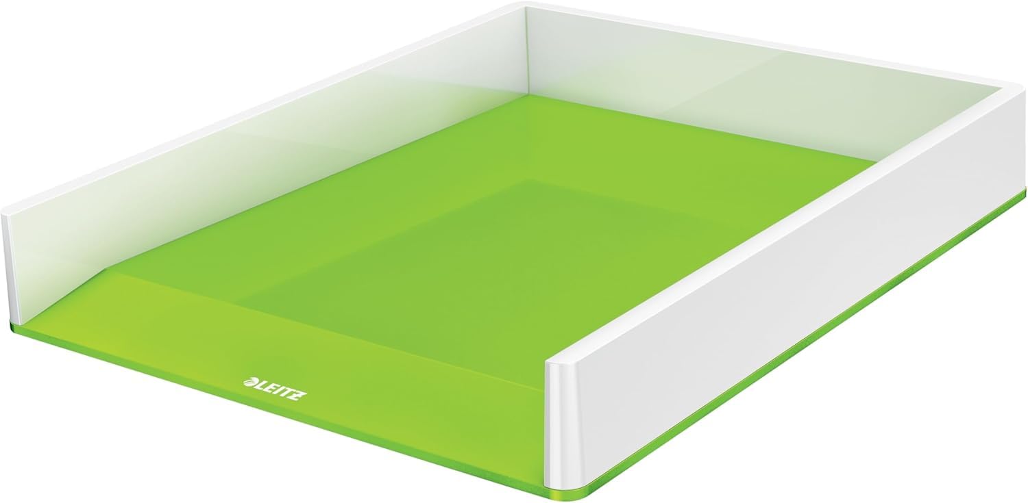 Leitz 53611054 A4 Letter Tray, WOW Range, White/Green
