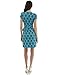 PattyBoutik Women Cap Sleeve Faux Wrap Print Dress (Turquoise and Navy Blue 14 Small)