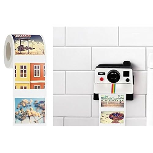 Polaroll Polaroid Camera Shaped Toilet Paper Roll Holder With Color Refill Polaroll Polaroid Camera Shaped Toilet Paper Roll Holder With Color Refill