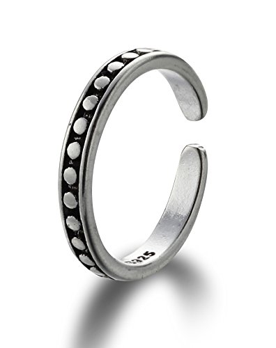 Silver Plated Toe Rings for Women Two or Three Band Adjustable Toe Rings,Inner Diameter 14MM (Beads)