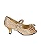 Little Angel BI28 Glitter Leatherette Bow Jewel Mary Jane Kitten Heel Pump (Toddler/ Little Girl/ Big Girl) - Champagne (Size:
