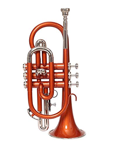 BRAND NEW ORANGE NICKEL FINISH Bb FLAT CORNET TRUMPET +FREE CASE+MOUTHPIECE