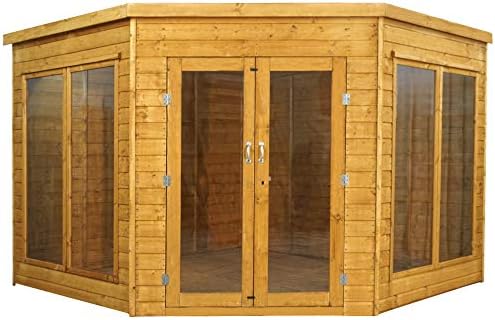 Green Planet UK - 9x9 Premium Corner Summerhouse, Garden Cabin - FSC Certified Timber, Double Doors, Styrene Glazed Safety Glass (9x9 / 9ft x 9ft) 5-14 Days Delivery