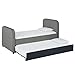 DHP Jesse Kids Upholstered Daybed and Bed Frame with Trundle and Wooden Slat Support, Twin Size - Grey Linen