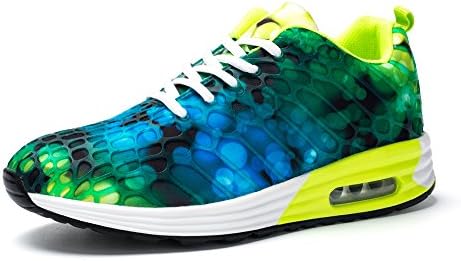 LAND SENLUNE Men Casual Sneakers Athletic Walking Shoes Comfortable Sports Running Shoes with Air Cushion Green.EU42