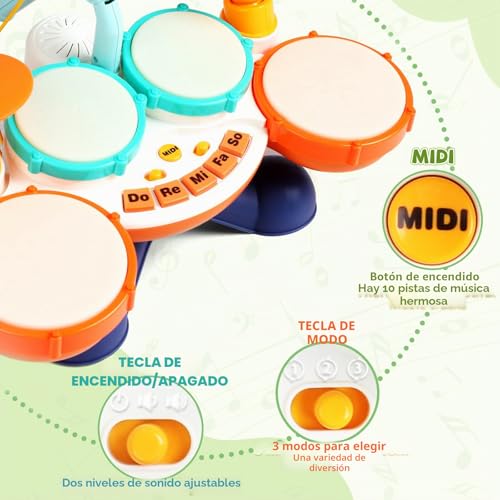 Drum Toys Children 1 Year Drum Children's Gift Baby 1 Year Musical Instruments Children's Battery with Sound Microphone Games for 1 Year Old Children Easter Gift Girl