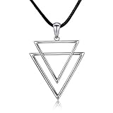 Sterling Silver Cool Double Triquetra Triangle Cords Simple Minimalism Hip Hop Arrow Pendant Necklace for Women Men 24