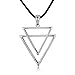 Men's Sterling Silver Cool Double Triangle Cords Simple Minimalism Arrow Pendant Necklace 24