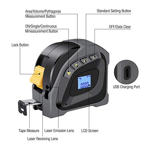 Laser Tape Measure, KOMAKE 2in1 Laser Measure 131.2Ft, Tape Measure