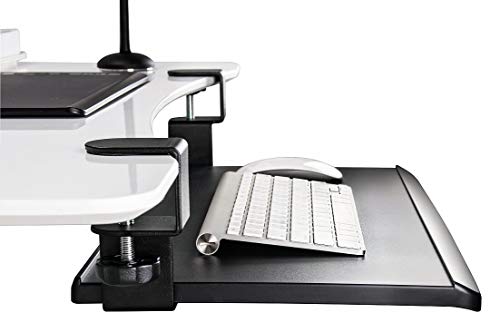 ErgoActive Under Desk Keyboard Tray with Clamp On Easy Installation, Fits Small Keyboard and Mouse, Office, Home, School, Gaming Keyboard Tray (Less Wide Tray)