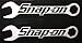 Snap On Logo over Wrenches - Black on Silver Metallic HQ Vinyl Sticker Decals! Set of 2 at 6in x 1.2in each
