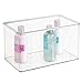 mDesign Stackable Bathroom Storage Box with Lid - Container for Organizing Hand Soaps, Body Wash, Shampoo, Conditioner, Hand Towels, Hair Accessories - Lumiere Collection - 4 Pack - Clear