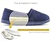 Women’s Velvet Memory Foam Closed Back Slippers Lightweight Anti-Slid Embroidery Ballerina house/office Shoes (M /7-8 B(M) US, Navy Blue)
