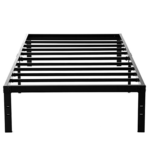Noah Megatron 14 Inch Heavy Duty Metal Platform Bed Frame / Non-Slip, Black, Twin