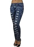 LnLClothing Junior's Acid Wash Distressed Skinny Jeans, Acid Blue, 7