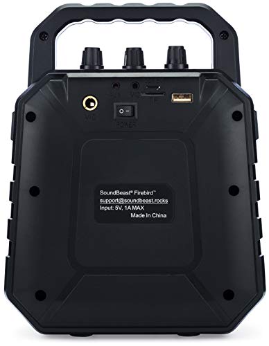 SoundBeast Firebird Karaoke Machine & Portable PA Speaker System For Kids & Adults - With Lights, Microphone, Bluetooth (Black)