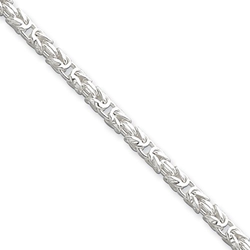 2.5mm, Sterling Silver, Solid Byzantine Chain Necklace, 20 Inch