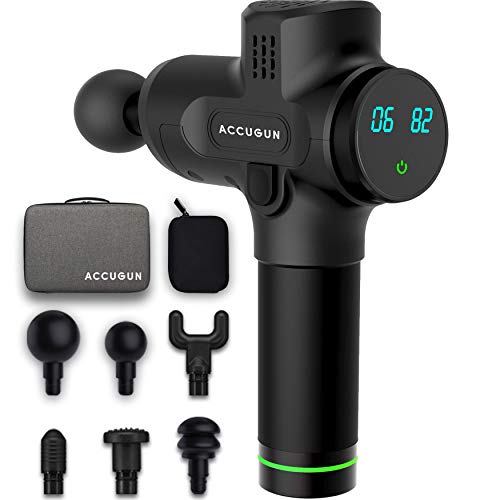 Accugun Portable Massage Gun | 6 Speeds | Quiet, Percussion, Handheld & Cordless Device | Athlete Recovery, Muscle Soreness, Back, Body & Foot Stiffness, Deep Tissue Therapy Relaxation | Flyby Design - Thumbnail 6