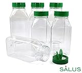 SALUSWARE - 6 PACK - 27 Oz with Green Cap - Plastic Spice Jars Bottles Containers – Perfect for Storing Spice, Herbs and Powders – Lined Cap - Safe Plastic – PET - BPA free - Made in the USA…
