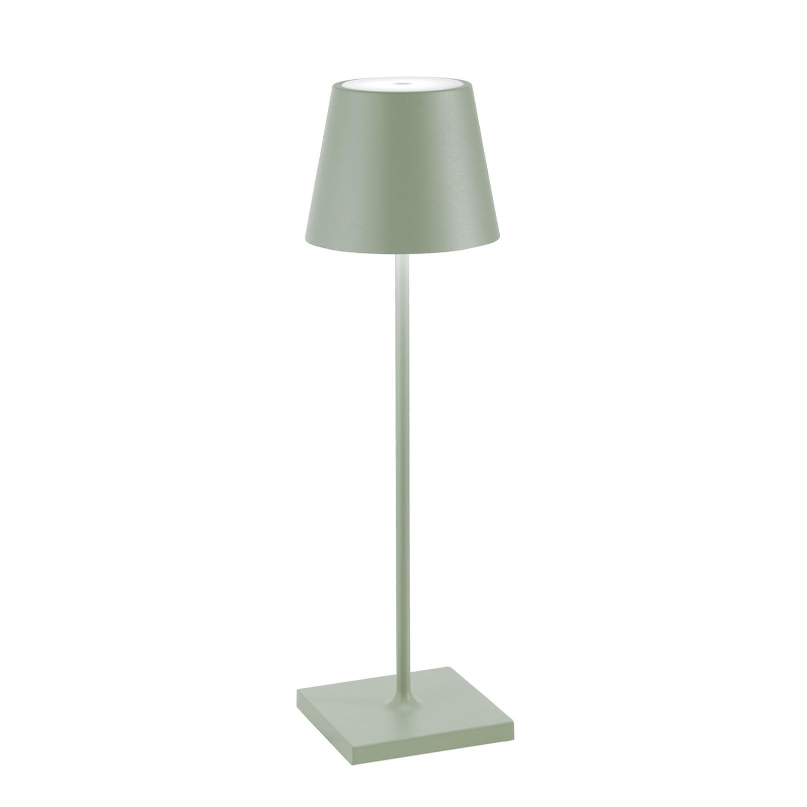 Zafferano, Poldina Pro Lamp, Rechargeable Cordless Table Lamp with Touch Controls, Suitable for Interior and Outdoor, Dimmer, 2200-3000 K, Height 38 cm, Sage Green Colour