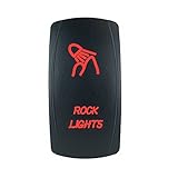 QUNQI STAR 5 pin Laser Backlit Rocker Switch ROCK LIGHTS 20A 12V On/off LED Light Toggle Switch (Red)