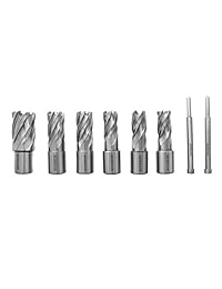 Juego Accusize de cortadores anulares de acero de alta velocidad, de 1 pulgada de profundidad de corte, 7 16 pulgadas   1 1 16 pulgadas, Set de 8 unidades, #HCS1 0000