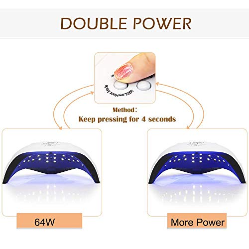 Wisdompark UV Nail Lamp,80W Nail Dryer Lamp,42 pcs UV LED Nail Lamp UV Light Curing Lamp With 4 Timer Setting/Sensor/lifting Handle for Led UV Gel Nail Polish - Thumbnail 4