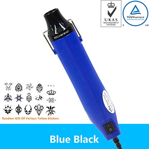 Heat Gun,mofa Hot Air Gun Tools Shrink Gun with Stand For DIY Embossing And Drying Paint Multi-Purpose Electric Heating Nozzle 300W 110V(Blue,Black)