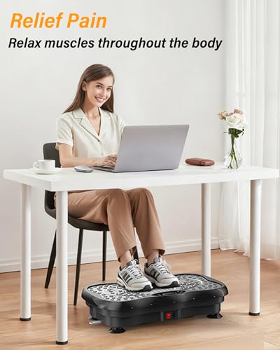 Vibration Plate Exercise Machine for Home Workout, 5 Programme Modes & 99 Speed Levels, Full Body Training Vibration Plate with Resistance Bands, LED Display & Remote Control, 330 lbs Capacity