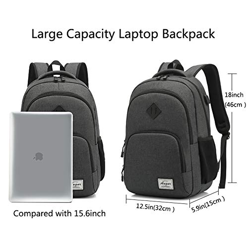 Laptop Backpack AUGUR 15.6 inch Business Travel Backpacks Water Resistant College Back Pack (Black）