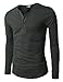 H2H Mens Henley T-shirts with Long Sleeve, Charcoal, US S (Asia M)