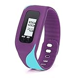 Iuhan® Fashion Digital LCD Pedometer Run Step Walking Distance Calorie Counter Watch Bracelet (Purple)