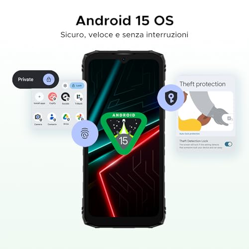 DOOGEERugged Blade 10 Energy Rugged Smartphone 4.5G, 24GB+128GB(TF 2TB), 6.56" HD+90Hz Indestructible Phone Android 15, 6150mAh Battery, Octa Core, 16MP+8MP, Widevine L1/IP68/P69K/GPS/Face ID/NFC