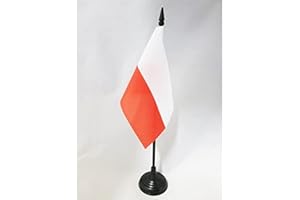 Poland Table Flag 4'' x 6'' - Polish Desk Flag 15 x 10 cm - Black plastic stick and base - AZ FLAG