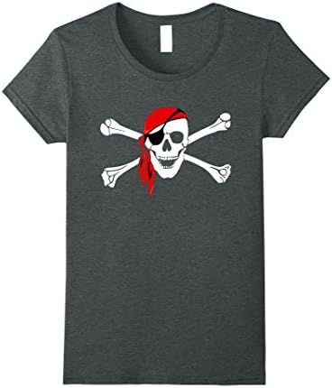Womens Pirate Shirt Kids or Adults Skull &amp; Crossbones T-Shirt XL Dark Heather