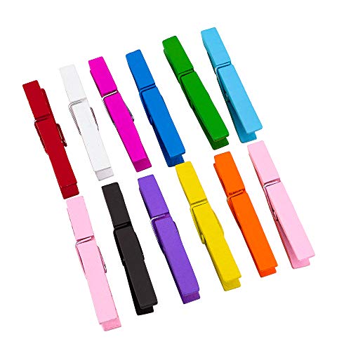 Faxco 60 Pcs 2.8'' Colored Wooden Clothespins, Photo Paper Peg Hang Pins, DIY Photo Clips - Thumbnail 3