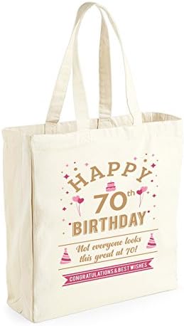 70th Birthday Keepsake Gift Bag Present for Women 70 Novelty Shopping Tote Seventy