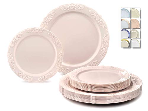 " OCCASIONS" 50 Plates Pack (25 Guests) - Vintage Wedding Party Disposable Plastic Plate Set - 25 x 10.25