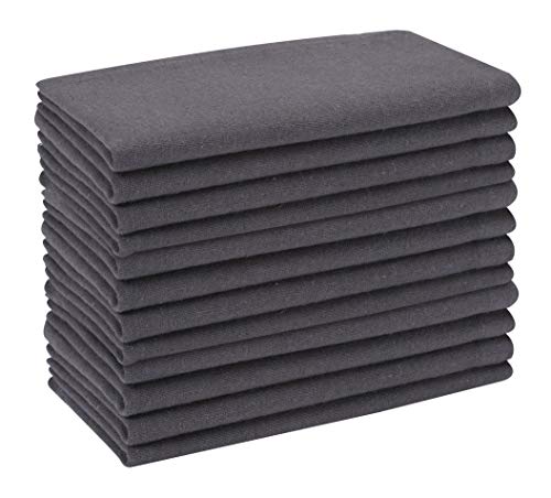Cotton Dinner Napkins 12 Pack - 18x18 Inches - Charcoal, 100% Cotton Cloth Napkins, Tailored with Mitered Corners and a Generous 1" Hem, Soft and Comfortable - Ideal for Events and Regular Home Use