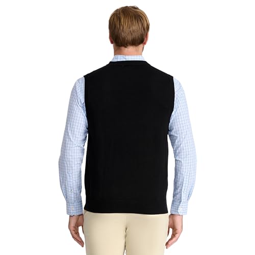 IZOD Men's Fine Gauge V-Neck Sweater Vest, Black, L in Oman