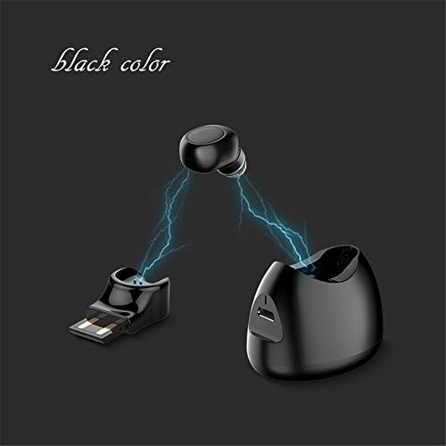 X11 Bluetooth HeadsetHands Free Wireless Earpiece V4.1 with Noice reduction Mic for Office/Driving Compatible with iPhone, Android, and Other Leading Smartphones Portable charging base. (Black)