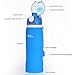 MoKo Collapsible Water Bottle, 750ml Unbreakable Foldable Leak Proof Silicone Sports Bottle, Medical Grade Silicone, BPA Free, FDA Approved, BLUE