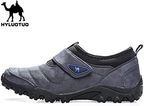 Men's walking sneakers travel casual comfortable leather lightweight athletic gray loafers slip on shoes